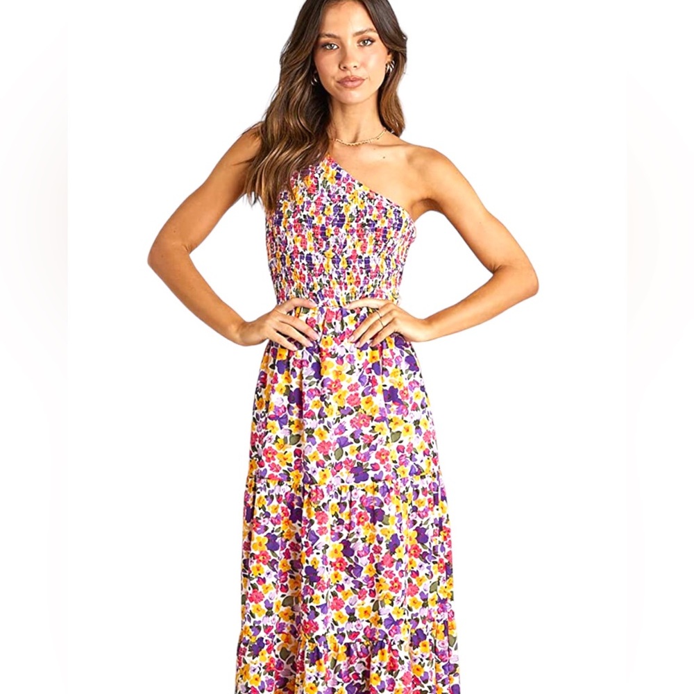 One Shoulder Sleeveless Casual Summer Dress Boho Size Small